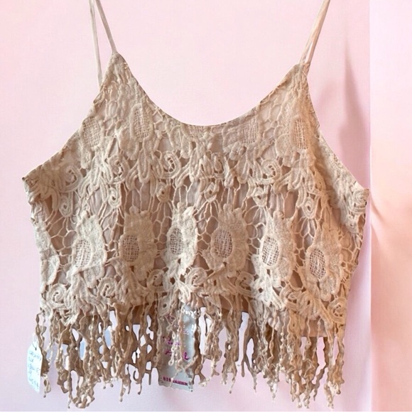 Pretty Angel Tops - Pretty Angel Lace/Fringe Camisole Top NWT  Boho Festival Cottagecore Fairy